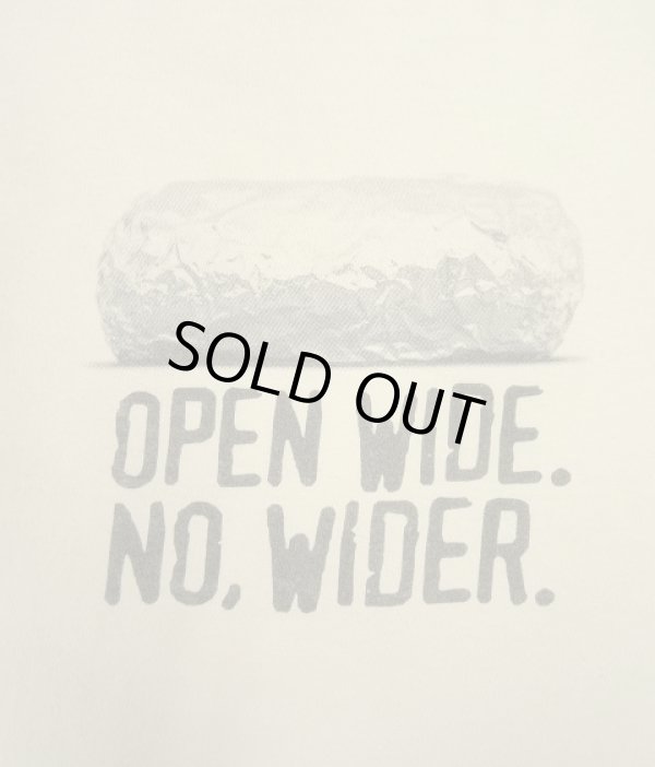 画像2: CHIPOTLE "OPEN WIDE.NO,WIDER" 両面プリント 半袖Tシャツ ホワイト (USED)