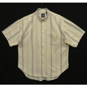 画像: 90'S GAP 旧タグ オックスフォード 半袖 BDシャツ ストライプ柄 USA製 (VINTAGE)