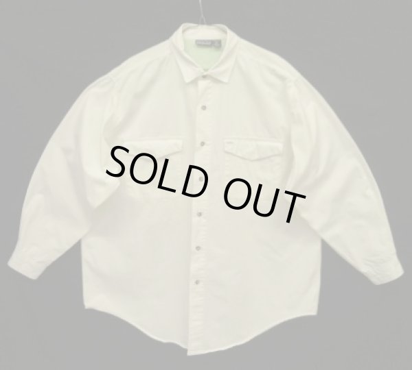 画像1: 90'S PATAGONIA 旧タグ 三角フラップ 長袖 ワークシャツ ホワイト マカオ製 (VINTAGE)