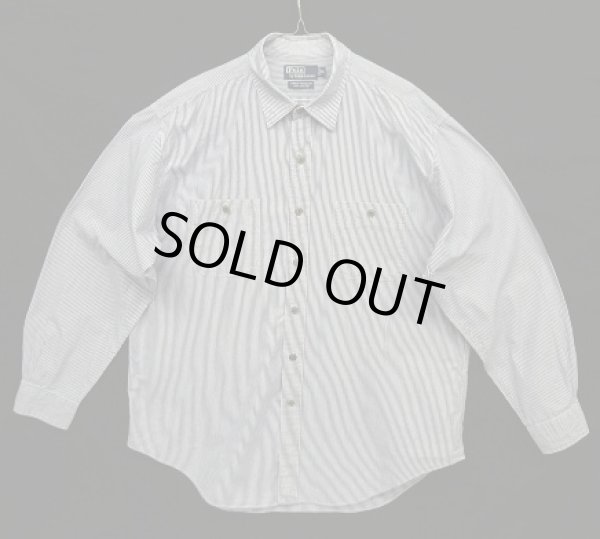 画像1: 90'S RALPH LAUREN "COWBOY WORKSHIRT" コットン 長袖 ワークシャツ ストライプ柄 (VINTAGE)