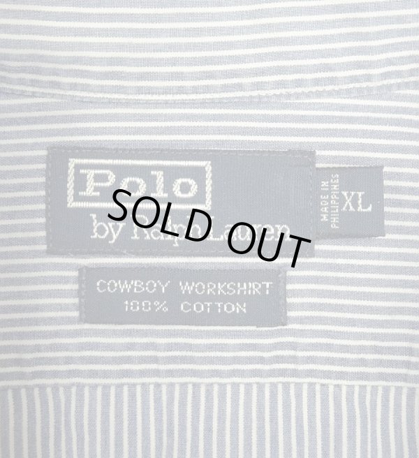 画像2: 90'S RALPH LAUREN "COWBOY WORKSHIRT" コットン 長袖 ワークシャツ ストライプ柄 (VINTAGE)