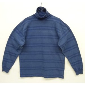 画像: 80'S BANANA REPUBLIC タートルネック 長袖 Tシャツ インディゴ/ボーダー (VINTAGE)