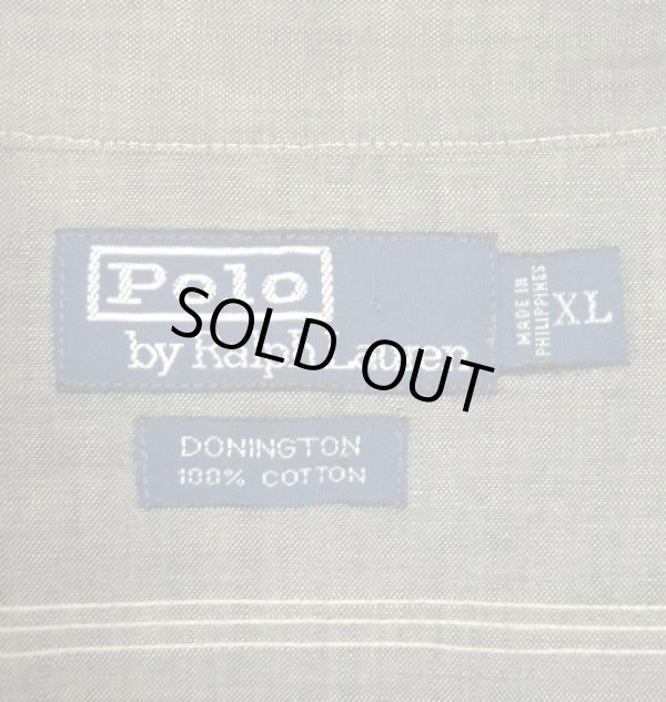 画像2: 90'S RALPH LAUREN "DONINGTON" シャンブレー チンスト＆マチ付き 長袖 ワークシャツ ブラック (VINTAGE)