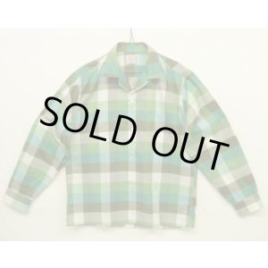 画像: 60'S BRENT コットン 長袖 オープンカラーシャツ チェック柄 (DEADSTOCK)