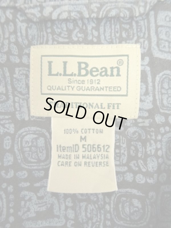 画像2: 00'S LL Bean コットン 半袖 オープンカラーシャツ 総柄 (VINTAGE)