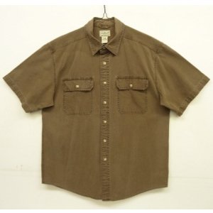 画像: 00'S LL Bean コットン 半袖 ワークシャツ ブラウン (VINTAGE)