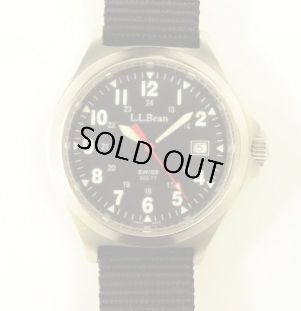 画像1: LL Bean カレンダー付き フィールドウォッチ 時計 文字盤ブラック スイス製 (VINTAGE)