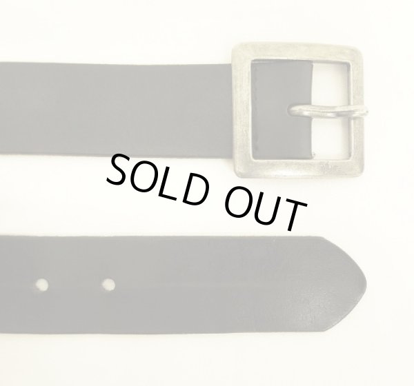 画像4: UNKNOWN "正方形バックル" レザー ギャリソンベルト ブラック USA製 (VINTAGE)