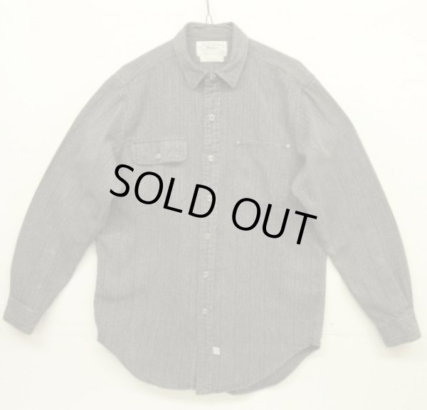 画像1: 80'S RALPH LAUREN "白タグ" メタルボタン ブラックシャンブレー ワークシャツ ストライプ (VINTAGE)