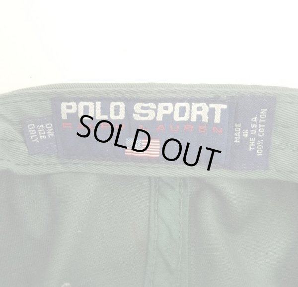 画像6: 90'S RALPH LAUREN "POLO SPORT" ロゴ刺繍 ベースボールキャップ グリーン USA製 (VINTAGE)