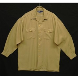 画像: 90'S RALPH LAUREN レーヨン 長袖 オープンカラーシャツ タン (VINTAGE)