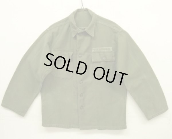 画像1: 60'S アメリカ軍 USMC "1st MODEL" OG107 ステンシル入り コットンサテン ユーティリティシャツ (VINTAGE)