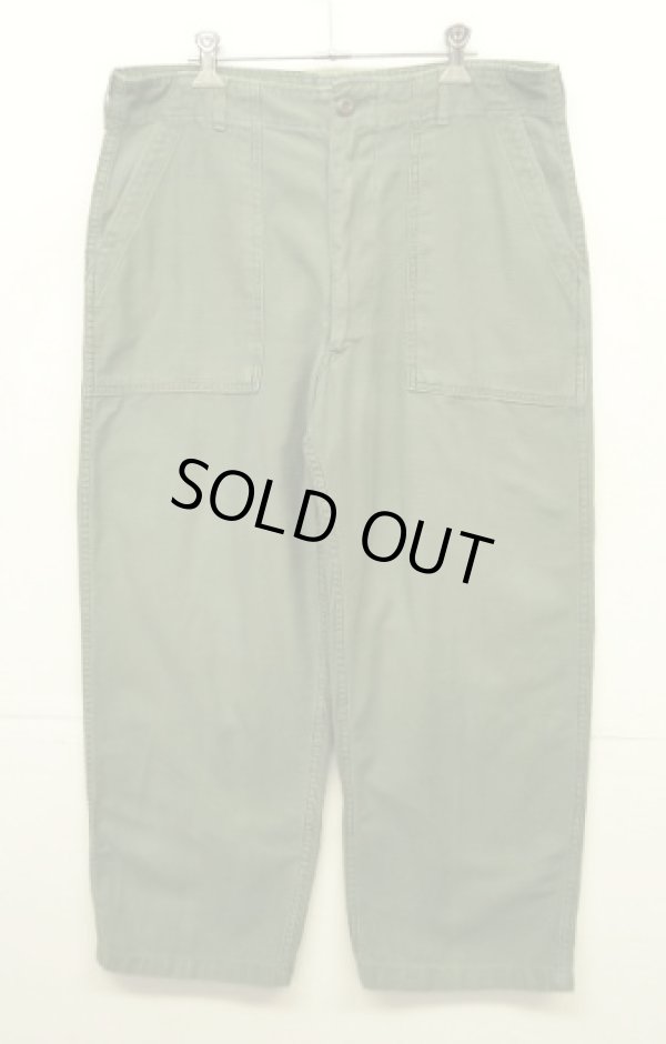 画像1: 70'S アメリカ軍 US ARMY "OG107" コットンサテン ベイカーパンツ W36L29 (VINTAGE)