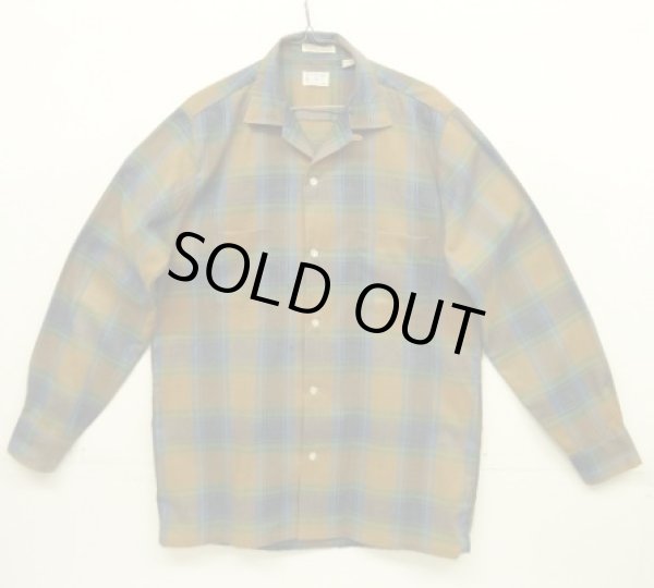 画像1: 60'S TOWNCRAFT 長袖 オープンカラーシャツ チェック柄 (VINTAGE)