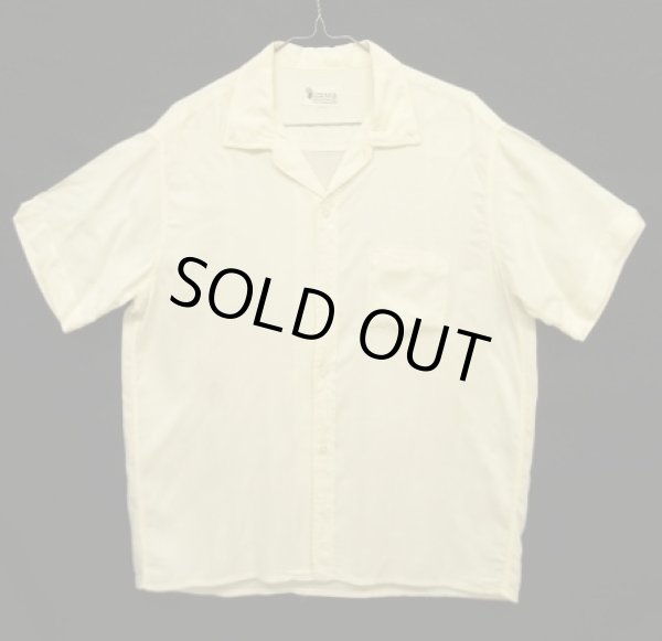 画像1: 60'S LUCERNE レーヨン 半袖 BDシャツ オフホワイト (VINTAGE)