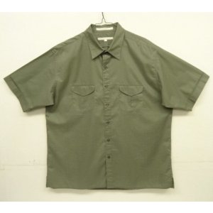画像: 90'S PERRY ELLIS コットン 半袖 ボックスシャツ カーキ (VINTAGE)