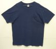 画像1: 90'S HANES シングルステッチ ポケット付き 半袖 Tシャツ ネイビー (VINTAGE)