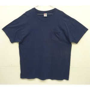 画像: 90'S HANES シングルステッチ ポケット付き 半袖 Tシャツ ネイビー (VINTAGE)