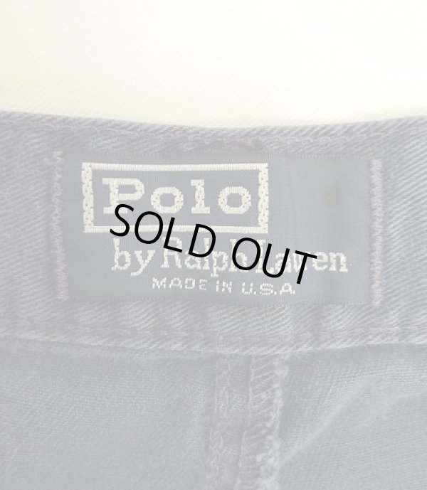 画像2: 90'S RALPH LAUREN "ボックスロゴ" ツープリーツ チノショーツ ネイビー TALONジップ USA製 (VINTAGE)