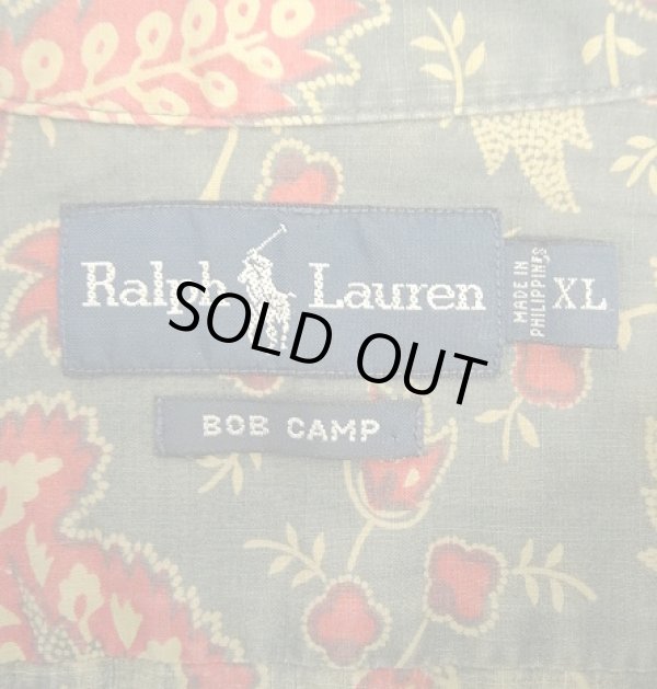 画像2: 90'S RALPH LAUREN "BOB CAMP" コットン 半袖 オープンカラー&BDシャツ 総柄 (VINTAGE)