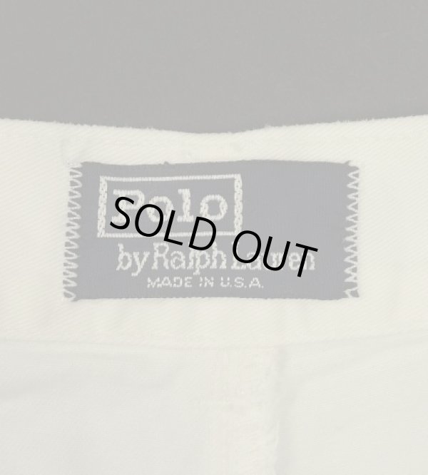画像2: 90'S RALPH LAUREN "ボックスロゴ" ツープリーツ チノショーツ ホワイト USA製 (VINTAGE)