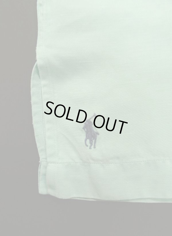 画像3: 90'S RALPH LAUREN "CALDWELL" シルク/リネン 裾ロゴ 半袖 オープンカラーシャツ ミントグリーン (VINTAGE)