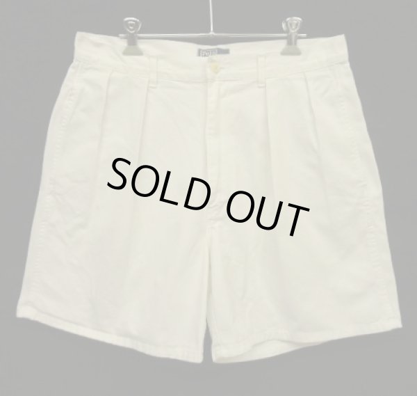 画像1: 90'S RALPH LAUREN "ボックスロゴ" ツープリーツ チノショーツ ホワイト USA製 (VINTAGE)