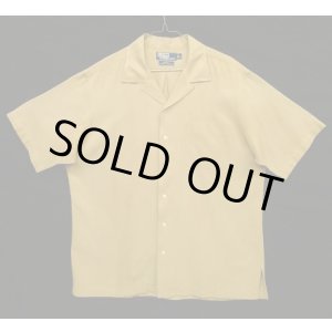 画像: 90'S RALPH LAUREN "CALDWELL" シルク/コットン ロゴ無し 半袖 オープンカラーシャツ タン (VINTAGE)