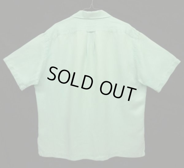 画像4: 90'S RALPH LAUREN "CALDWELL" シルク/リネン 裾ロゴ 半袖 オープンカラーシャツ ミントグリーン (VINTAGE)