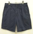画像1: 90'S RALPH LAUREN "TYLER SHORT" ツープリーツ チノショーツ ネイビー (VINTAGE)