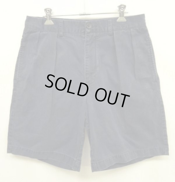 画像1: 90'S RALPH LAUREN "TYLER SHORT" ツープリーツ チノショーツ ネイビー (VINTAGE)