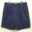 画像1: 90'S RALPH LAUREN "ボックスロゴ" ツープリーツ チノショーツ ネイビー TALONジップ USA製 (VINTAGE)