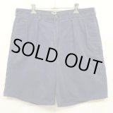 画像: 90'S RALPH LAUREN "ボックスロゴ" ツープリーツ チノショーツ ネイビー TALONジップ USA製 (VINTAGE)