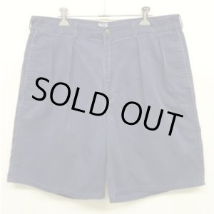 画像: 90'S RALPH LAUREN "ボックスロゴ" ツープリーツ チノショーツ ネイビー TALONジップ USA製 (VINTAGE)
