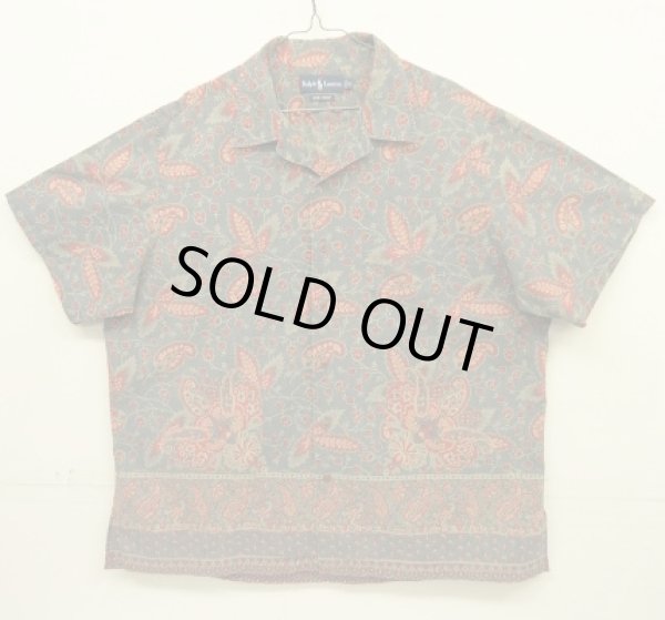 画像1: 90'S RALPH LAUREN "BOB CAMP" コットン 半袖 オープンカラー&BDシャツ 総柄 (VINTAGE)