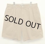 画像: 90'S RALPH LAUREN "ボックスロゴ" ツープリーツ チノショーツ ブラウン USA製 (VINTAGE)