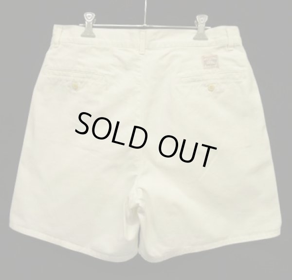 画像4: 90'S RALPH LAUREN "ボックスロゴ" ツープリーツ チノショーツ ホワイト USA製 (VINTAGE)