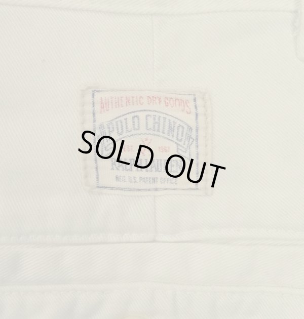 画像5: 90'S RALPH LAUREN "ボックスロゴ" ツープリーツ チノショーツ ホワイト USA製 (VINTAGE)