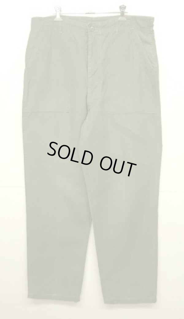 画像1: 60'S アメリカ軍 US ARMY "OG107" コットンサテン 平ボタン ベイカーパンツ W38L35 (VINTAGE)