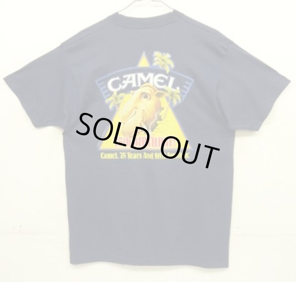 画像1: 80'S CAMEL "75th BIRTHDAY" シングルステッチ 半袖 Tシャツ ネイビー USA製 (DEADSTOCK)