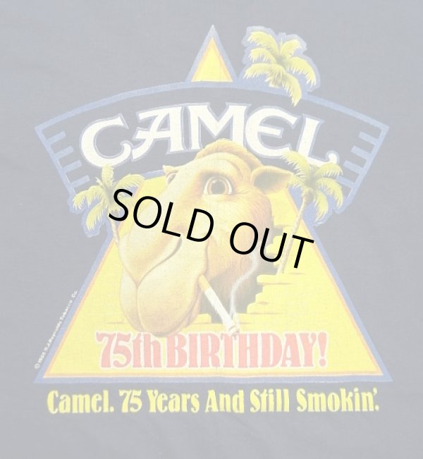 画像2: 80'S CAMEL "75th BIRTHDAY" シングルステッチ 半袖 Tシャツ ネイビー USA製 (DEADSTOCK)