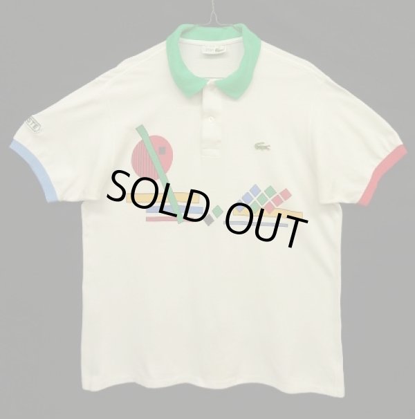 画像1: 80'S CHEMISE LACOSTE ポロシャツ ホワイト/プリント入り フランス製 (VINTAGE)
