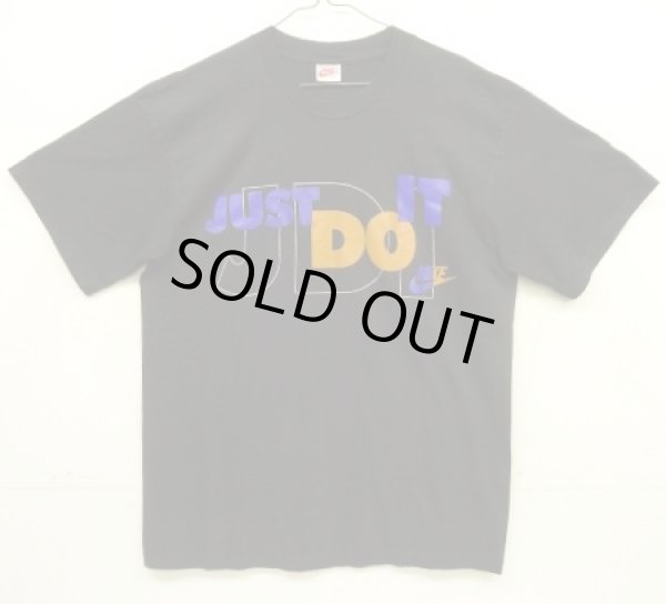 画像1: 90'S NIKE "JUST DO IT" 銀タグ シングルステッチ Tシャツ ブラック USA製 (VINTAGE)