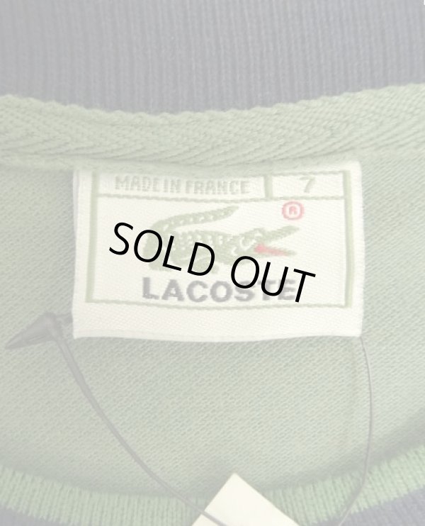 画像2: 80'S CHEMISE LACOSTE 鹿の子 半袖 Tシャツ オリーブ/ネイビー フランス製 (DEADSTOCK)