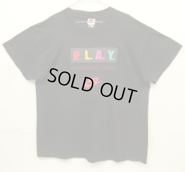 画像1: 90'S NIKE "P.L.A.Y." 銀タグ シングルステッチ 両面プリント Tシャツ ブラック USA製 (VINTAGE)