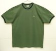 画像1: 80'S CHEMISE LACOSTE 鹿の子 半袖 Tシャツ オリーブ/ネイビー フランス製 (DEADSTOCK)