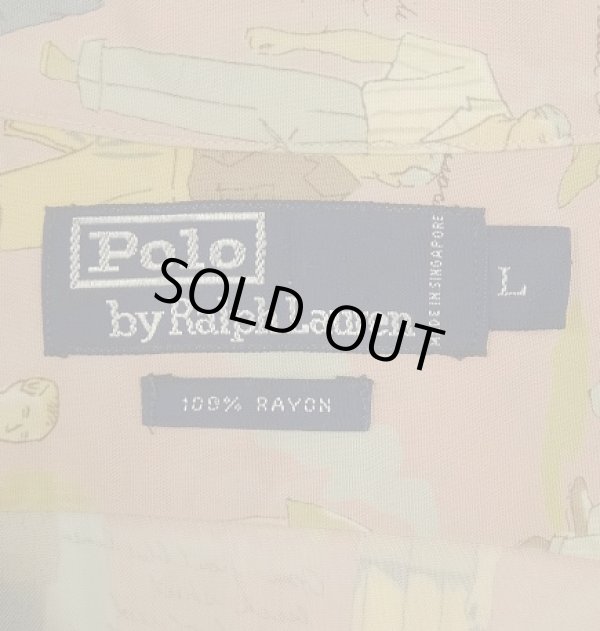 画像2: 90'S RALPH LAUREN レーヨン 半袖 オープンカラーシャツ ライトピンク/柄 (VINTAGE)