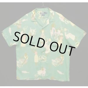 画像: 90'S RALPH LAUREN ビスコース 半袖 オープンカラーシャツ グリーン/柄 (VINTAGE)