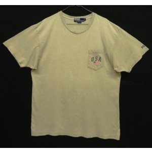 画像: 90'S RALPH LAUREN シングルステッチ ポケット付き 半袖 Tシャツ ヘザーグレージュ (VINTAGE)