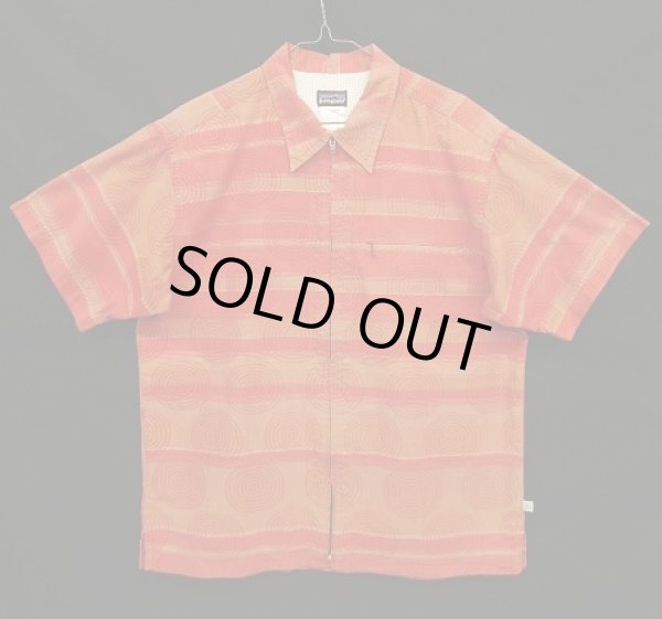 画像1: 00'S PATAGONIA "RHYTHM" フルジップ 半袖 ボックスシャツ サークル柄 (VINTAGE)